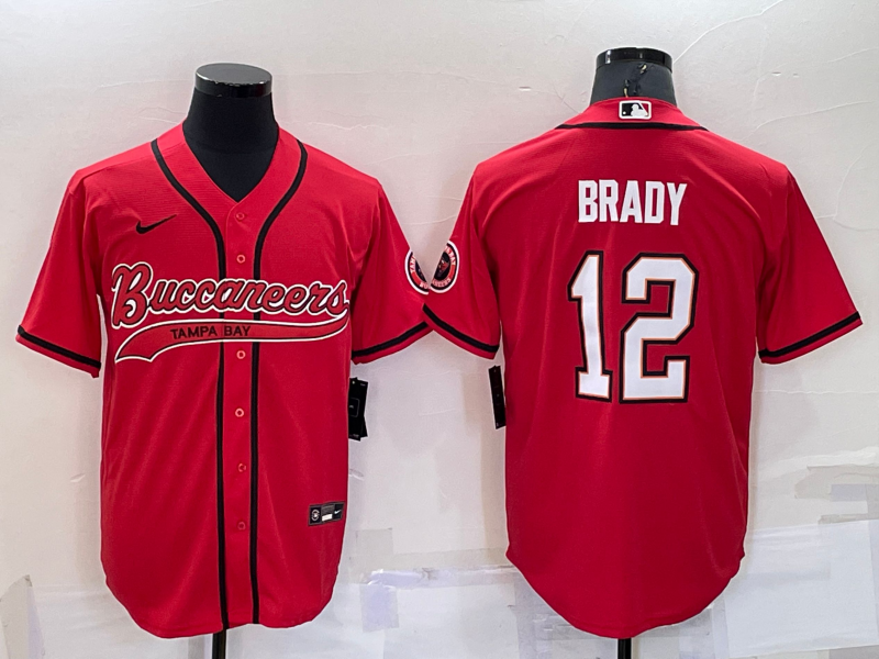 Men's Tampa Bay Buccaneers #12 Tom Brady Red Cool Base Stitched Baseball Jersey Men's Tampa Bay Buccaneers #12 Tom Brady Red Cool Base Stitched Baseball Jersey